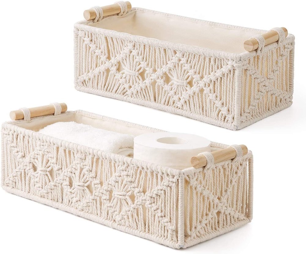 natural cotton Macrame Organizer Baskets manufacturer, For Home, Size: 13 X 7 Inch