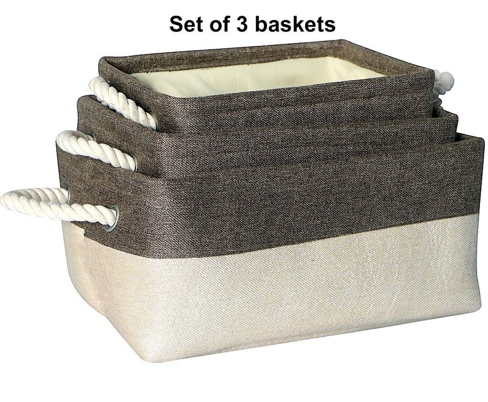 Jute Fabric Brown Storage Basket