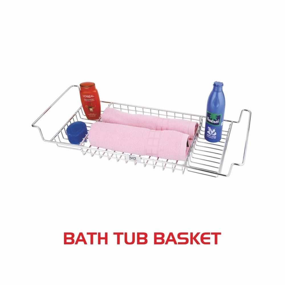 Silver Stainless Steel JVG Bath Tub Basket, For Home, Size: Standard