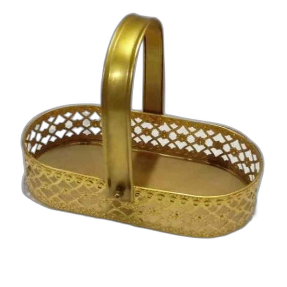 Copper Golden Metal Basket, For Home, Size: 8 Inches