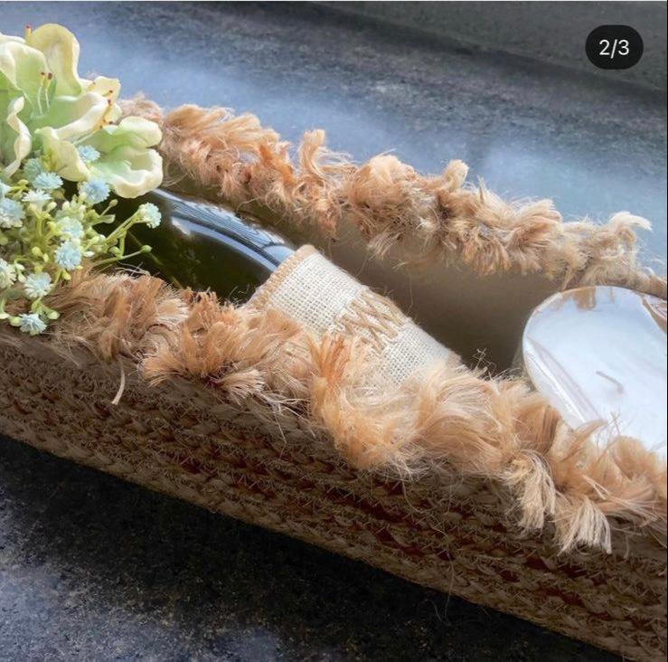 Print Shoppie Handwoven Round Jute Wine Bottle Basket For gifting