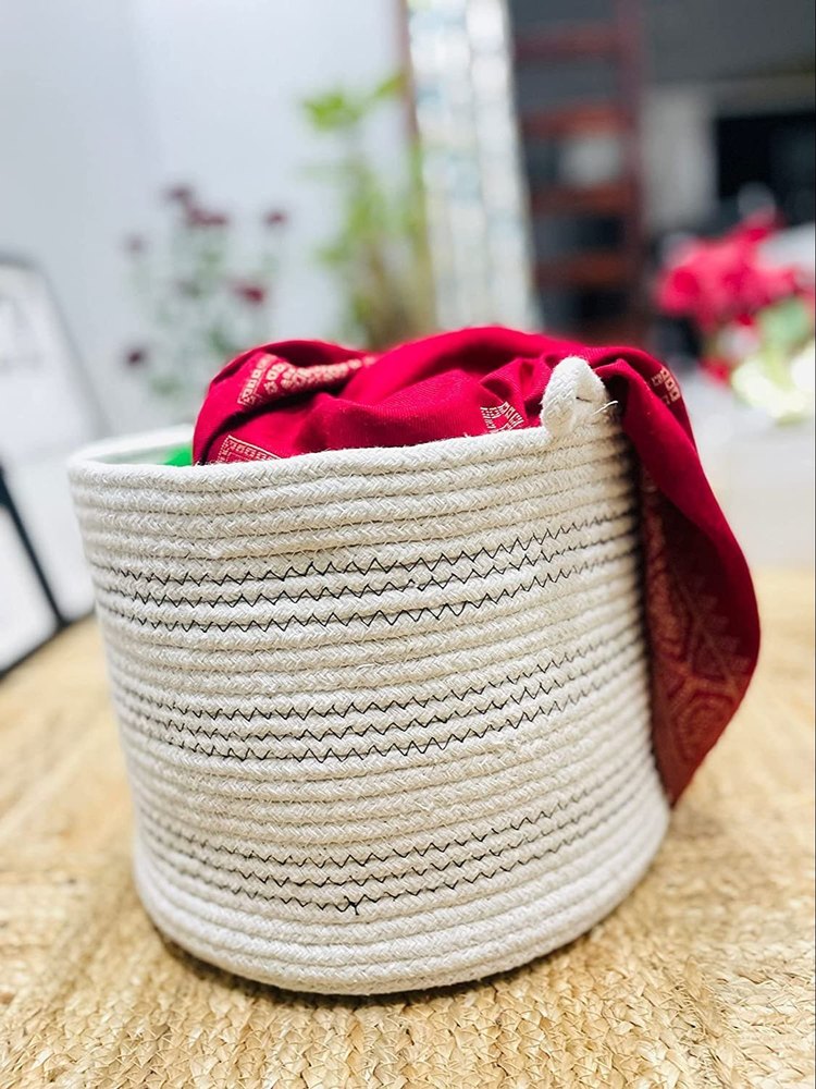 Printshoppie Woven Storage Laundry Basket for Livingroom Nursery Hamper Bin with Handle(14X14X10)