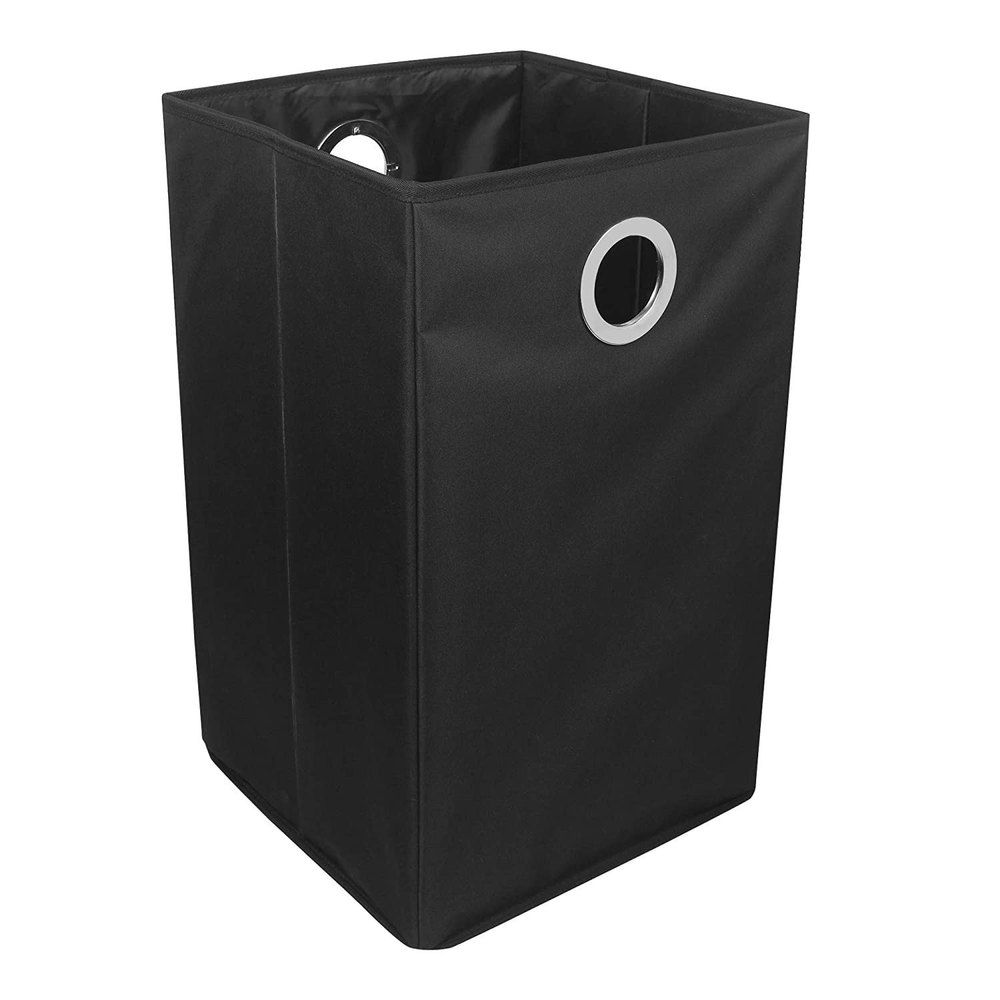 Non-Woven Plain Double R Black Foldable Laundry Basket, Size: 14 X 14 X 23 Inch