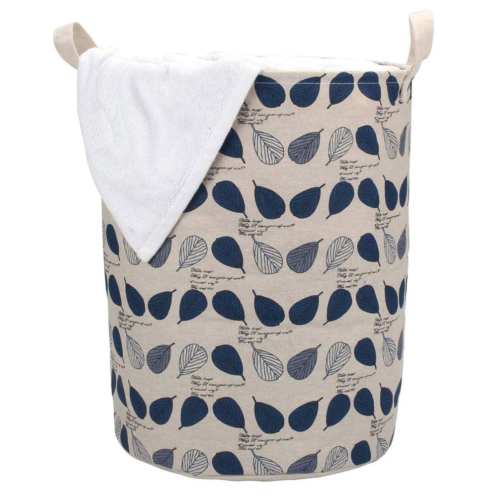 Blue Cotton Large Laundry Basket With Lid, collapsible Laundry Hamper, For Home