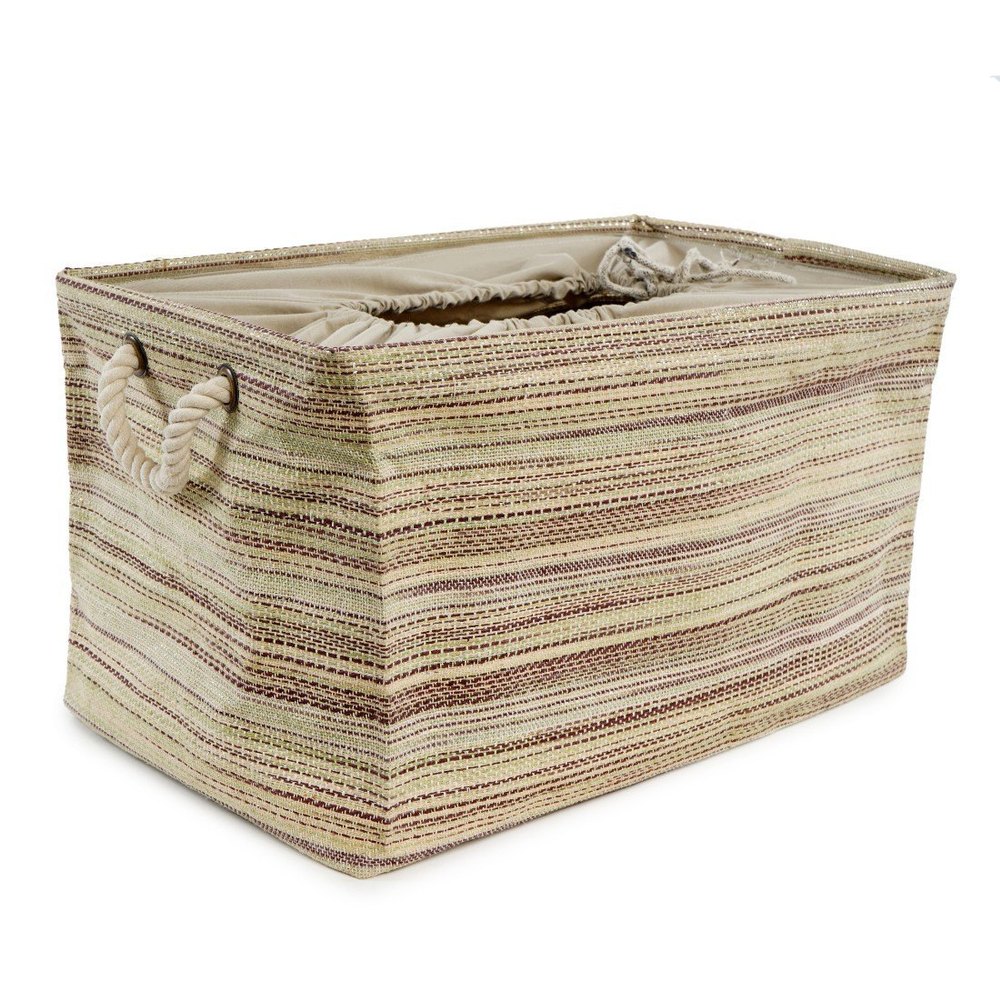 Beige Toy Storage Basket Woven Cotton, Size: 20 X 12 X 12 Inch