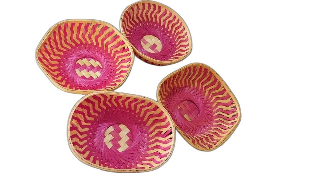 Bamboo Red Fruit basket for wedding, For Home, Size: 9 Inch