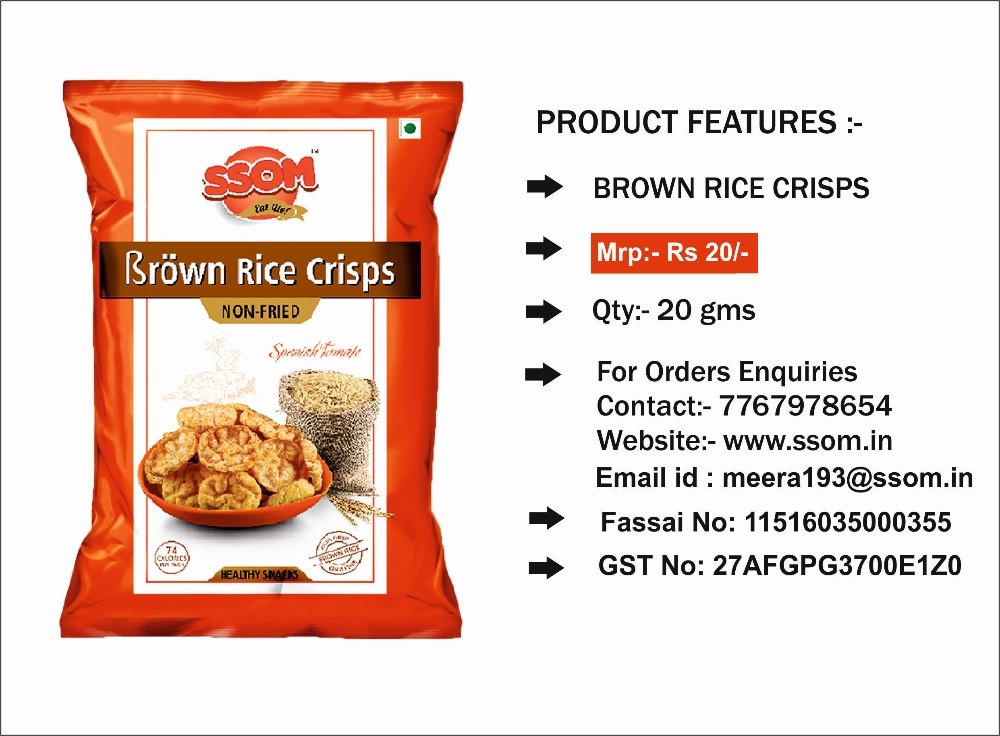SSOM Non-Fried Brown Rice Crisps Spanish Tomato flavor