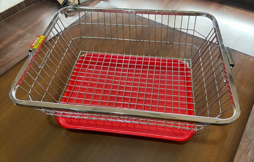 Stainless Steel SS Bartan Tokra with Tray For Home Rectangular