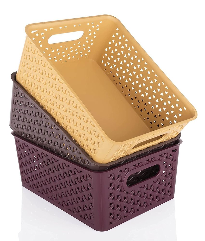 Brown Plastic Vegetable And Fruit Basket, For Kitchen, Size: 25 X 19 X 10.5 Cm