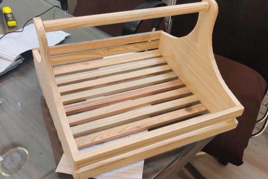 Square Pine Wood Trays And Basket