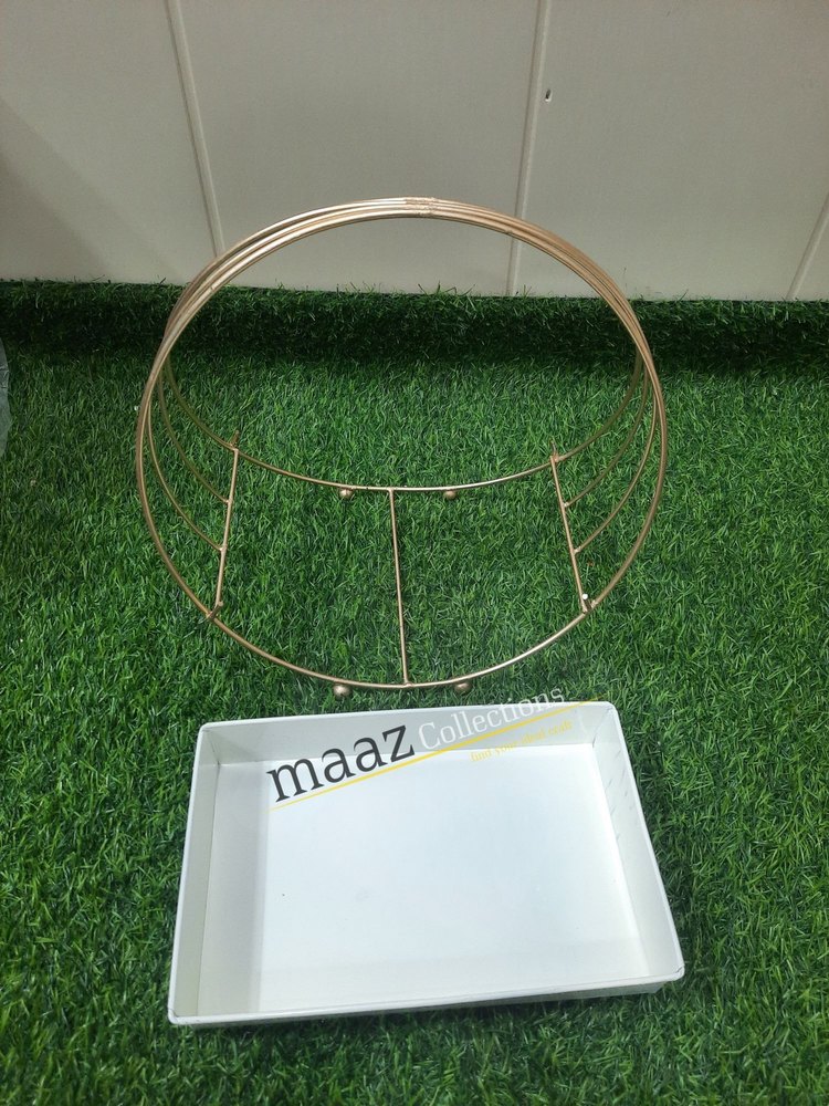 Gold / Ivory Rectangular Hamper Tray Baskets for Gifting, Size/Dimension: 10x6.5 Inches, Powder Coted
