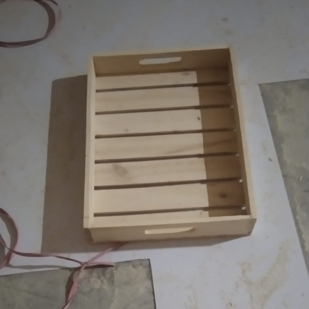 Rectangular Pinewood Trays And Basket