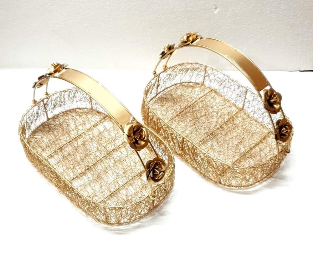 Oval Iron Tray Basket, For Home, Size/dimension: 14l