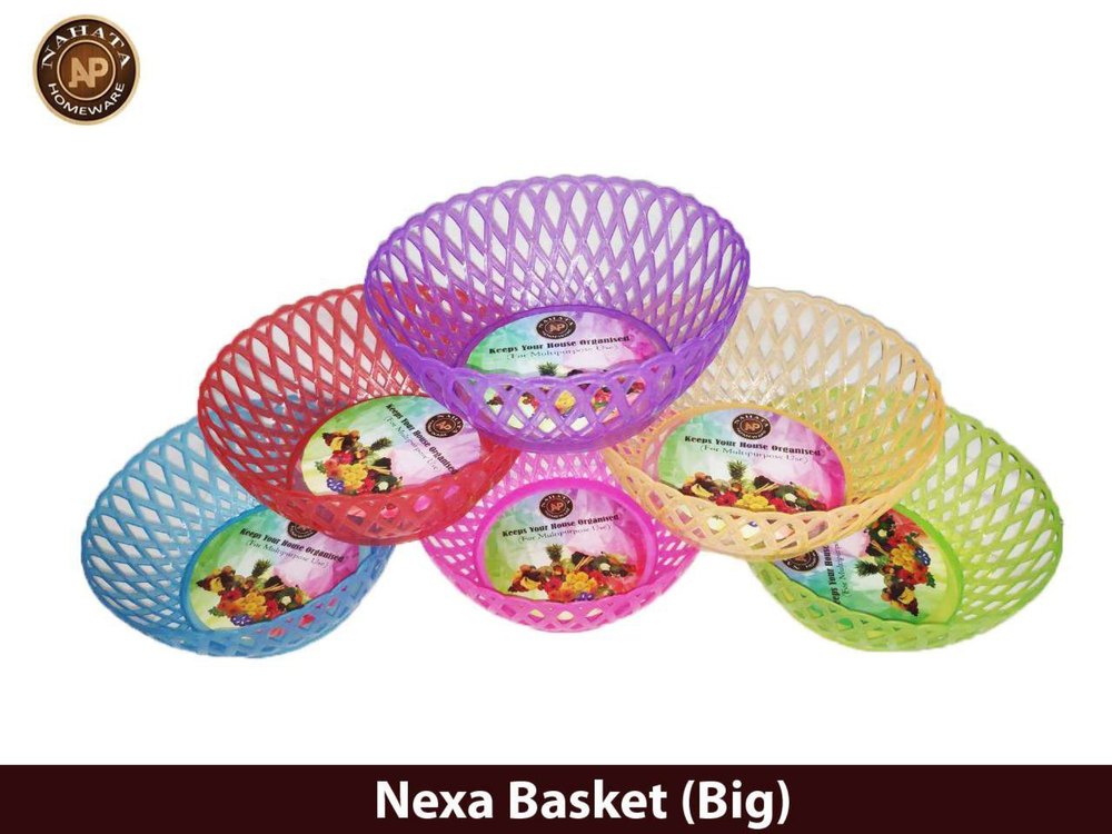 Round Blue Nexa Plastic Basket, Polished