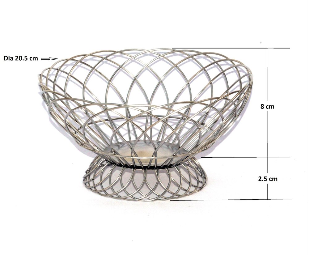 8 Inch Stainless Steel Fruit Basket, For Home, Size/ Dimension: 20.5 X 20.5 X 10.5 Cm