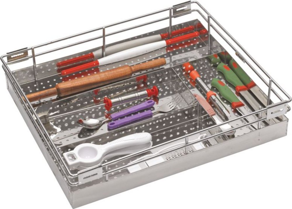 Stainless Steel Premium Cutlery Basket, For Kitchen, Rectangular