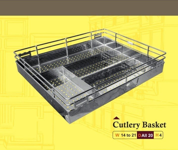 Metallic Grey Stainless Steel Perforated Cutlery Basket