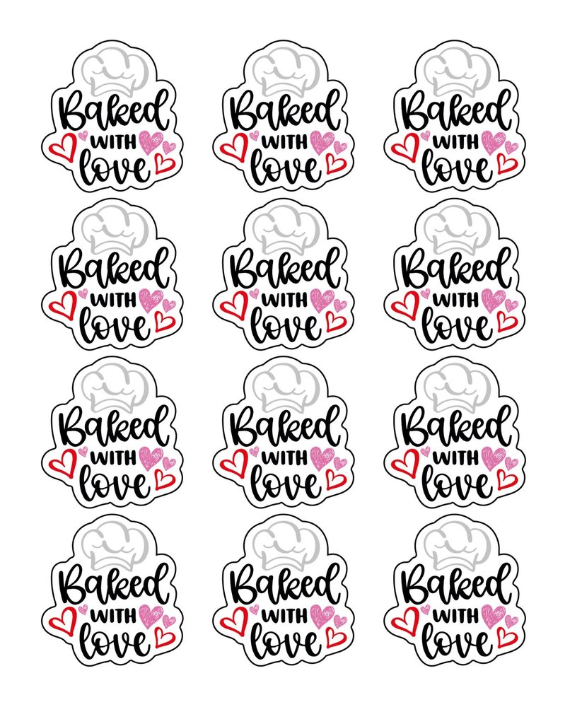Baked with Love Sticker, Size: 1.5 Inch