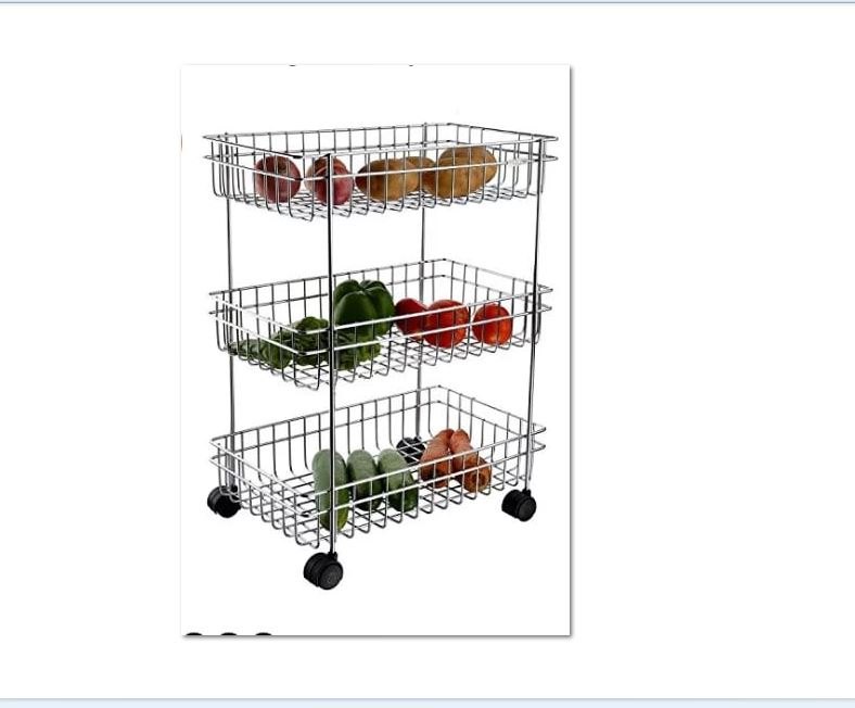 Stainless Steel 15 Inch SS Vegetable Trolley Basket, For Kitchen
