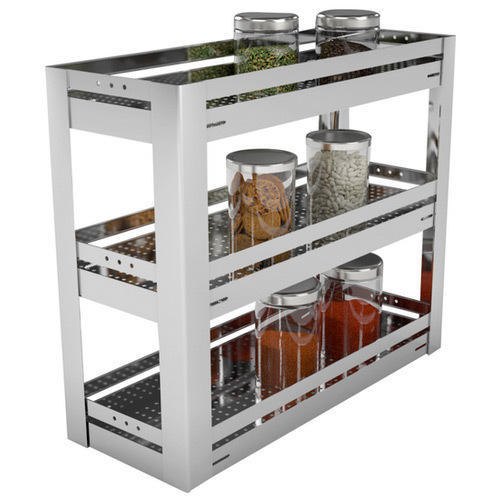 Silver Stainless Steel Bottle Pull Out Basket, For Kitchen