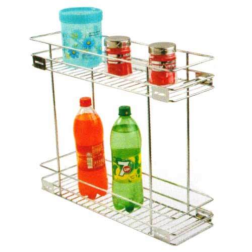 Stainless Steel Double Pull Out Basket, For Kitchen