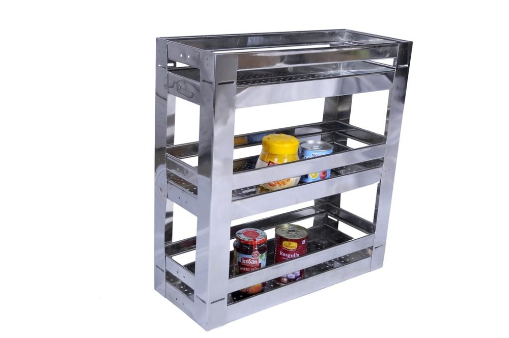 Stainless Steel Perforated SS Pull Out Basket, For Kitchen, 3