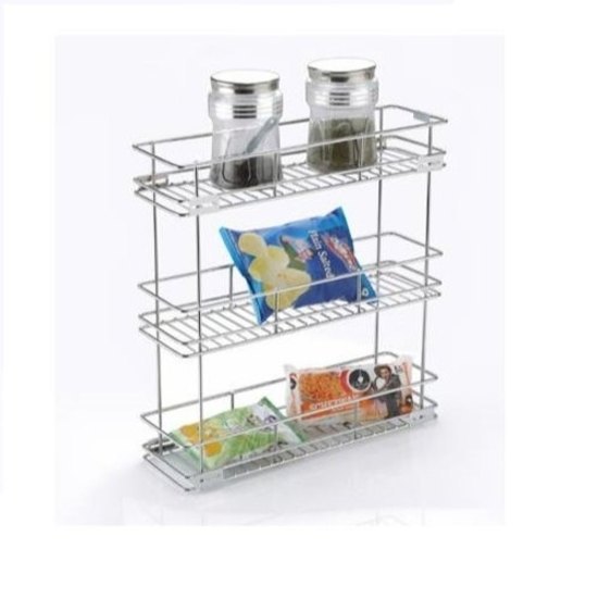 Silver Stainless Steel 6x20x21 3 Shelf Pull Out Basket, Size: 6 X 20 X 21 Inch, Capacity: 20 Kg