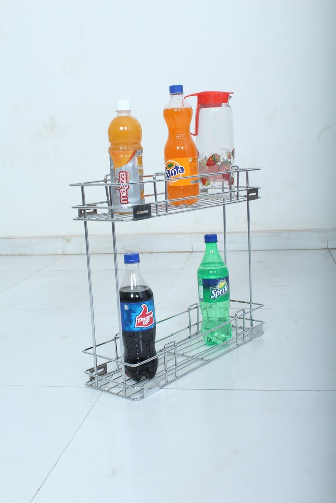 Silver Stainless Steel SS Pull Out Trolley, For Kitchen, Size: 6x20x20 Inch
