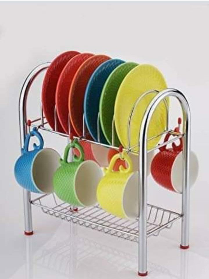 Silver Stainless Steel SS Cup Saucer Rack, Size: 10x10 Inch