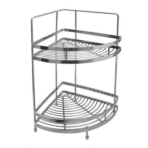 Silver Stainless Steel Kitchen Corner Basket, Size/Dimension: 9x9x7 Inch