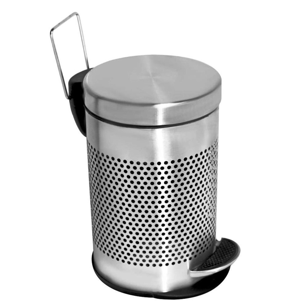 Silver Stainless Steel Perforated Pedal Dustbin, Material Grade: SS306, Capacity: 15 L