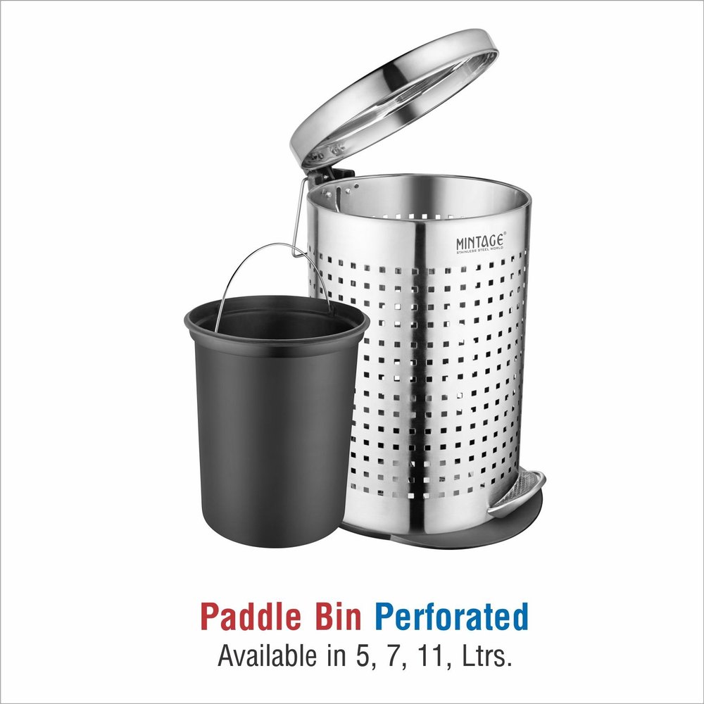 Stainless Steel Silver SS Pedal Bin-Raga, Material Grade: 202, Capacity: 5 Ltr / 7 Ltr / 11 Ltr