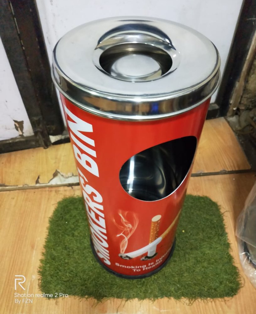 Stainless Steel SS Ashtray Bin, For Indoor, Outdoor, Capacity: 40 Litre