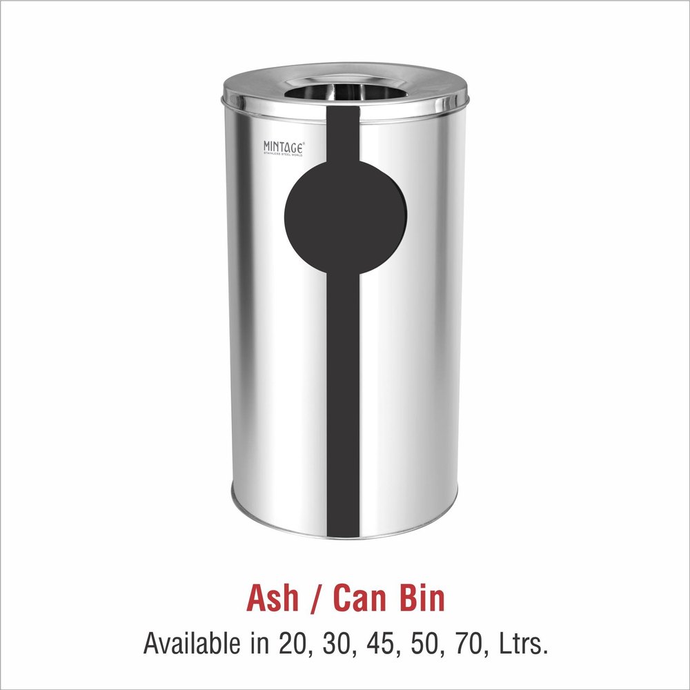 Silver Stainless Steel Ash Can Bin, Material Grade: 202, Standard