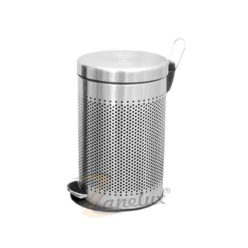 Silver Stainless Steel Round Perforated Peddle Bin, Capacity: 5-35 ltr