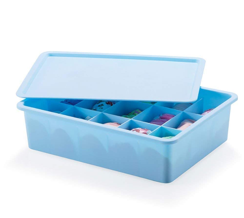 Plain 15 Section Socks Organizer, Sky Blue, Pink