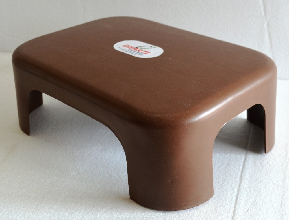 Glossy Plastic Bathroom Stool, 14 L X 10 W X 5 H Inch