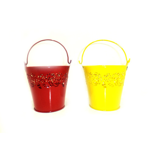 MULTICOLOUR Decorative Small Galvanized Iron Buckets, Size: MULTISIZES