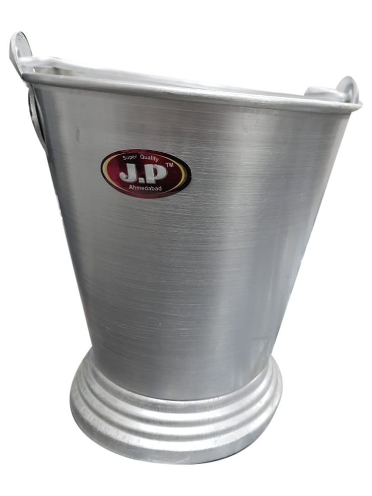 Silver Cylindrical Aluminium Bucket, For Home