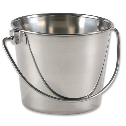 Polished Silver Stainless Steel Bucket without Joint
