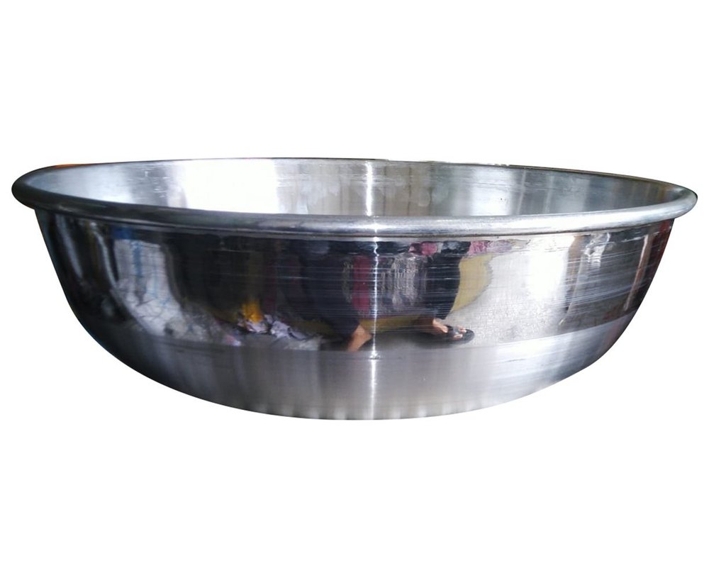 Polished Silver Aluminum Ghamela, Non Handled, Capacity: 10Kg