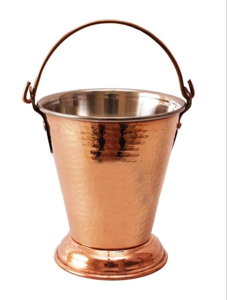 Polished Rose Gold 2L Copper Bucket, Size: 14 X 17 X 20 cm