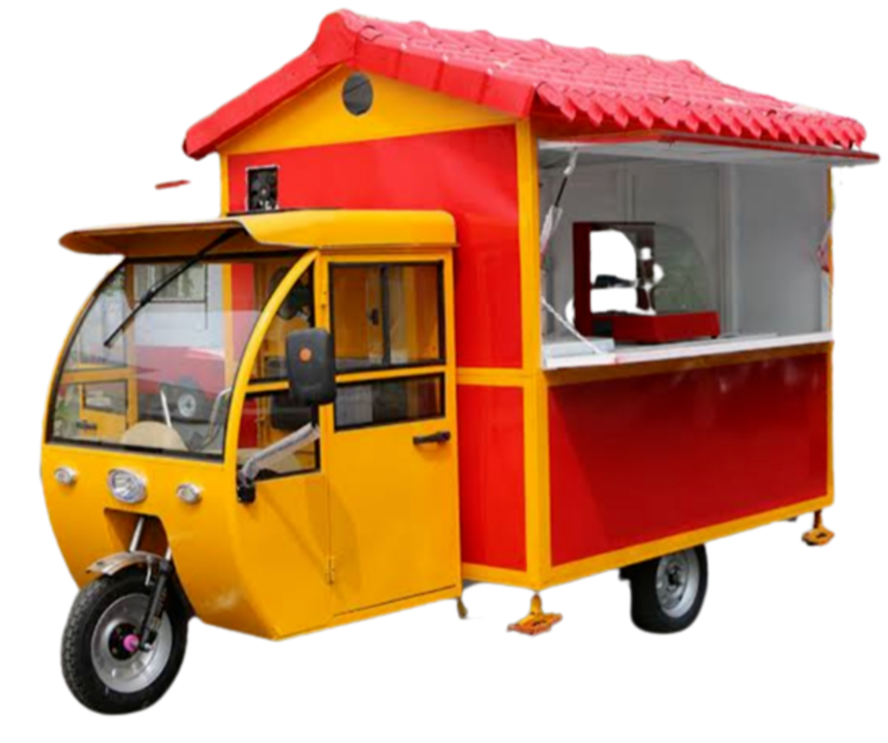 Red and Yellow E -Rickshaw Food Cart, For Industrial