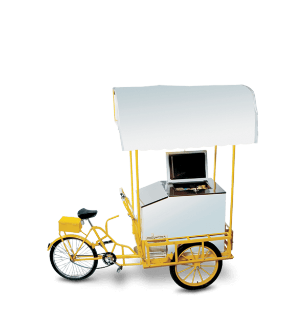 Mild Steel, Aluminium White & Yellow Ice Cream Cart, For Domestic