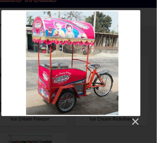 SS Body Red Ice Cream Rickshaw, Vehicle Model: 120 Ltr Capacity