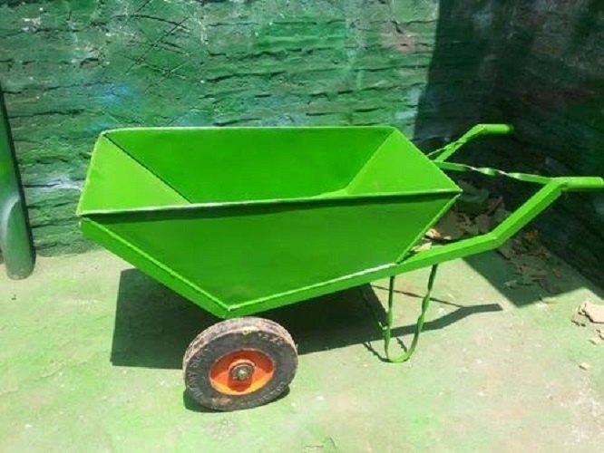 Mild Steel, Plastic And Iron. Available Hand Push Cart, Model Name/Number: Wheel Barrow, Load Capacity: 70-100 Litre