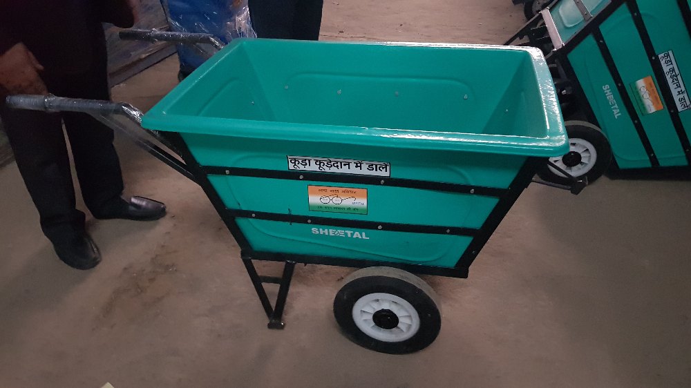 Mild Steel Green Pushcart Hand Cart Trolley, For Material Handling, Model Name/Number: Arihant