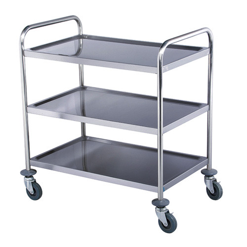 Stainless Steel Four-Wheel Kitchen Utility Trolley, For Industrial, Load Capacity: 100-150 kg