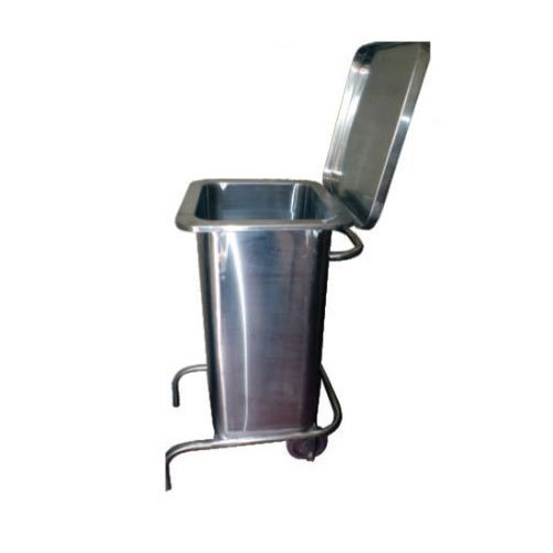 Silver SS Garbage Bin Trolley, Capacity: 120 Liter, Size: 19 X 40 X 21 Inch