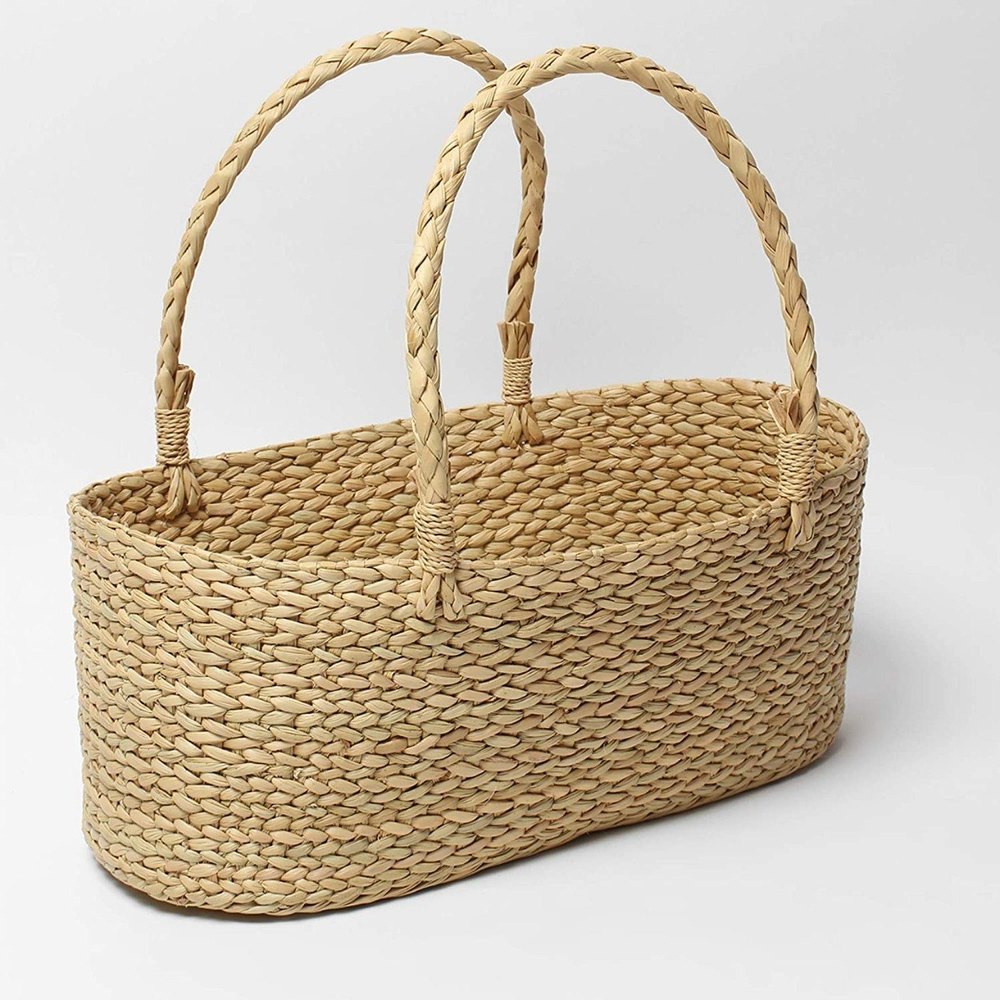 Brown Kauna Grass Basket Shopping Bag, Load Capacity: 0-50 kg